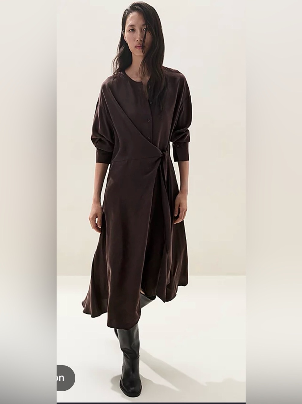 The White Company Chocolate Brown Wrap Midi Dress